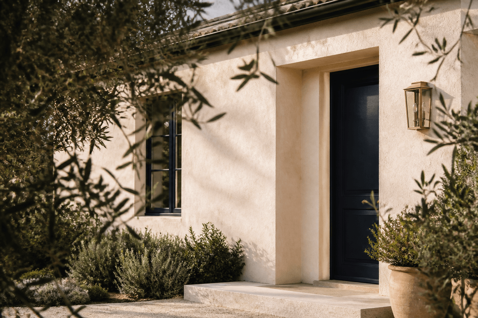 A California home framed by mature olive branches